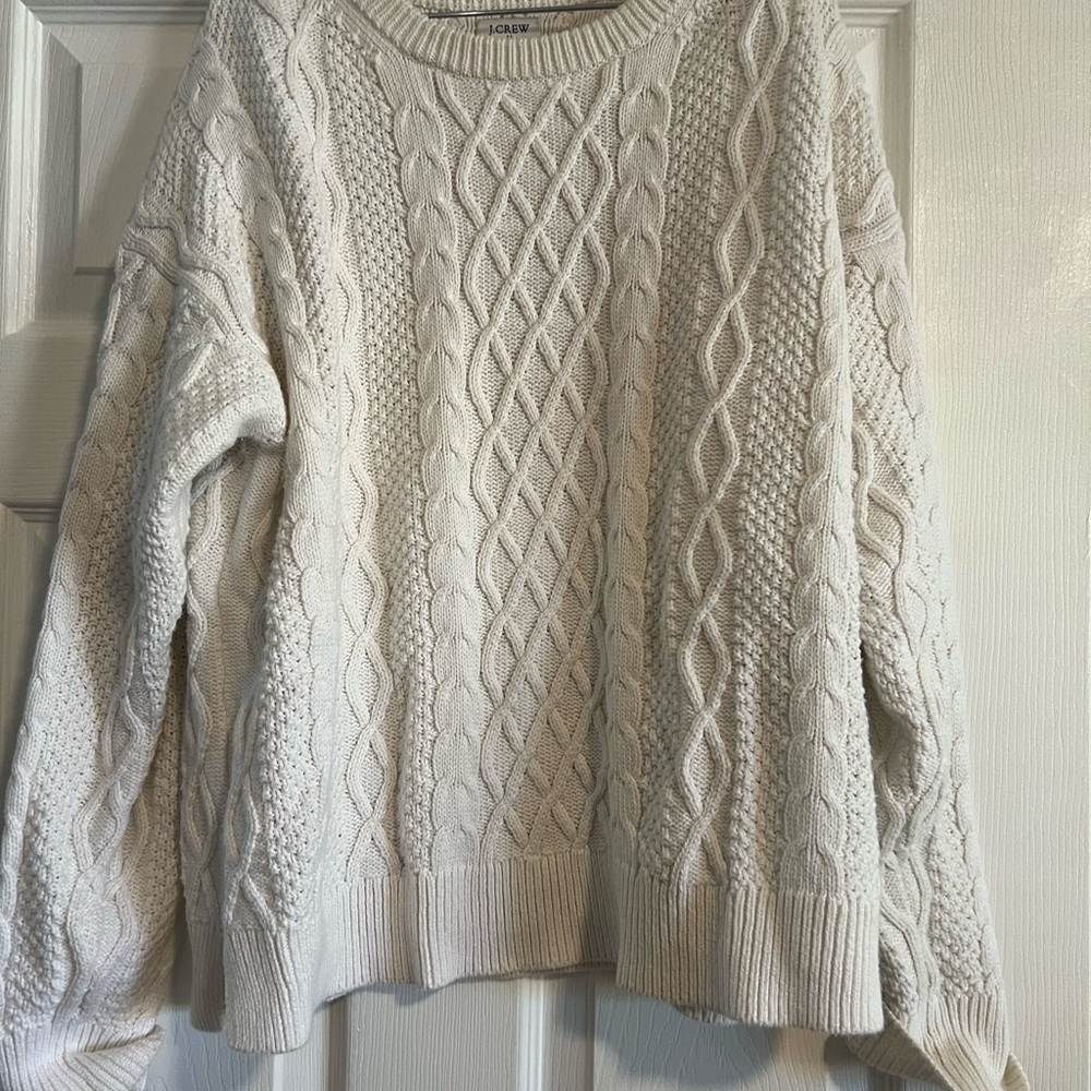 J. Crew Cable Knit Cream Sweater